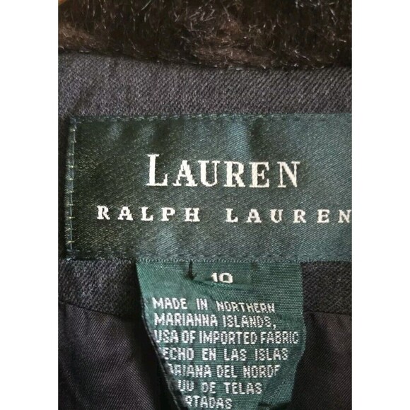 Ralph Lauren Pant Jacket Suit Women 10 Gray Faux Fur Collar Worsted Wool Vintage - Picture 3 of 10